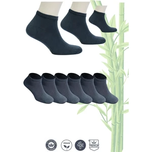 Erkek 6'lı Premium Bambu Patik Çorap Dikişsiz - Füme