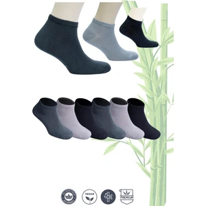 Erkek 6'lı Premium Bambu Patik Çorap Dikişsiz - 2 Siyah 2 Gri 2 Füme