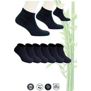 Erkek 6'lı Premium Bambu Patik Çorap Dikişsiz - Siyah