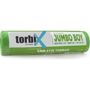 Sıfır Atık Çöp Poşeti Cam Atık Yeşil 80*110 cm 10 Rulo 6 kg