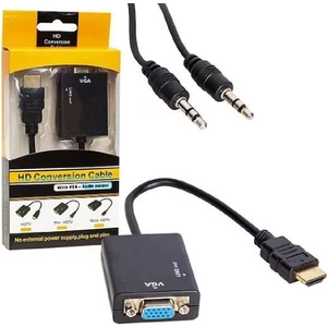 4289 HDMI To VGA Ses Destekli 1089P Monitör Dönüştürücü Kablo Çevirici Adaptör