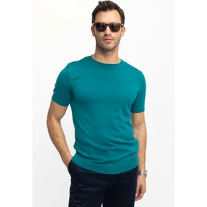 Erkek Bisiklet Yaka Slim Fit Pamuklu Örme Triko Tişört