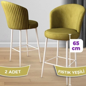 Concept Alte Serisi Mutfak  Bar Sandalyesi  Babyface Kumaş Beyaz Metal Ayak 2  Adet Sandalye