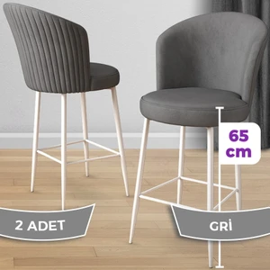 Concept Alte Serisi Mutfak  Bar Sandalyesi  Babyface Kumaş Beyaz Metal Ayak 2  Adet Sandalye