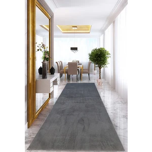 Babil Home Kaymaz Tabanli Yıkanabilir Kesme Rulo Halı Peluş Yolluk Salon Mutfak Koridor Halisi Antrasit