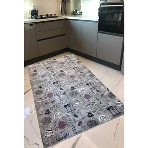 Babil Home Antialerjik Makinede Yıkanabilir Kaymaz Tabanlı Mutfak Halısı Gri