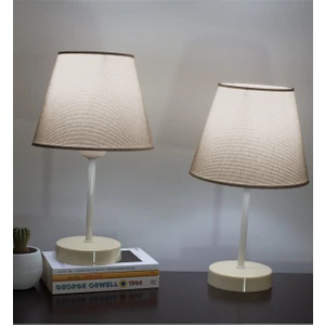 Vivido Abajur Kumbeji Krem Ayaklı Modern Abajur 2'li Set
