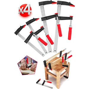 Premium Kalite 400,300,200,150 mm F Tipi Ahşap Çelik Mobilyacı Mengene Kıskaç İşkence 4 Set
