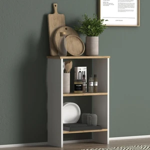 Monte Sehpa Flora Midi Mutfak Rafı Bangosu Raf Çok Amaçlı Dolap Beyaz Meşe