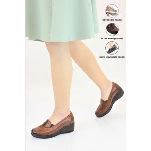 Kadın Hakiki Deri Ortopedik Dolgu Topuk Ayakkabı FE57603