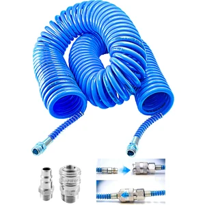 Profesyonel Yüksek Kalite Kompresör Spiral Hava Hortumu 8 mm 15 mt Hava Jakı Kompresör Recor Seti