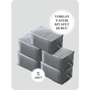 5 Adet Büyük Boy Gri Yastık Yorgan Kıyafet Hurç Baza Çekyat Hurcu