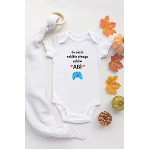 Tuğba Baby Özel Tasarım En Güçlü Rakibin Olmaya Geldim Abi Playstation Oyuncu Bebek Body Beyaz Badi Zıbın