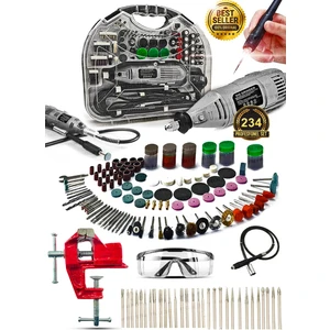 Pro 234PCS 450 Watt 6 Kademe Devirli  Çantalı Dramel Gravür Seti Taşlama, Esnek Şaft Mengene