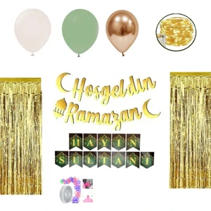 Hayaller Dükkanı  Ramazan Süsleri LED Işılı Perdeli Set 13 Balonlu