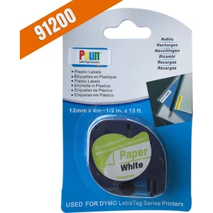 Dymo Letratag Muadil Bant 59421 91200 12MMX4M Kağıt Beyaz Etikete Siyah Yazı Şerit Etiket Kaseti