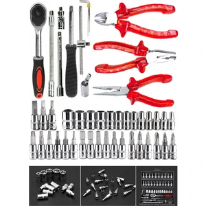 49 Parça Mini Lokma Takımı Otomatik Cırcırlı 1/4"  Pense Kargaburun Yankeski Kombinasyon Alet Seti