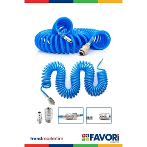 15 Metre Kompresör Spiral Hava Hortumu 8 mm 15 mt Hava Jakı Hava Tabancası Recor Paket