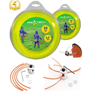 Hızlı Kesim 6 Köşeli Altıgen misina 4,0 x 32 Metre  + Universal Tırpan Başlığı Örümcek