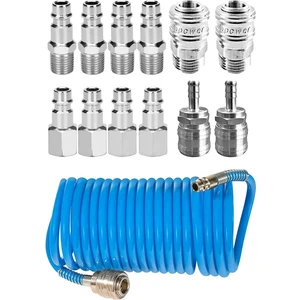 Kompresör Bağlantı Parçaları Hava Hortumu Bağlantı Parçası Soket Bağlantıları 15 Metre Hortum Set