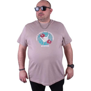 Moc Grande Mocgrande Büyük Beden Erkek Sıfır Yaka Tişört Summer 23119 Toprak