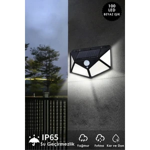 1 Adet 100 Ledli Solar Beyaz Işık Güneş Enerjili Bahçe Lambası Hareket Sensörlü