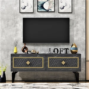 Demonte Dekor 2 Kapaklı Arel Tv Sehpası Royalmermer-Altın
