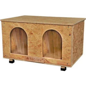 Lüx Ahşap Kedi Kulübesi, Suya ve Soğuğa Dayanıklı, Çok Büyük Iki Bölmeli (Xl-Duo), 61 x 41 x 36 cm, Pvc Rüzgar Siperi, Sokak ve Ev Kedileri Için Dış ve Iç Mekan Kedi Evi. Hct-Sexl-Duo-Np
