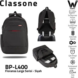BP-L400 15,6" Floransa Serisi  Wtx Pro Su Geçirmez Kumaş, Notebook,laptop Sırt Çntası-Siyah