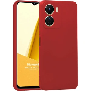 Matte Silicone Vivo Y16 Kılıf Kırmızı