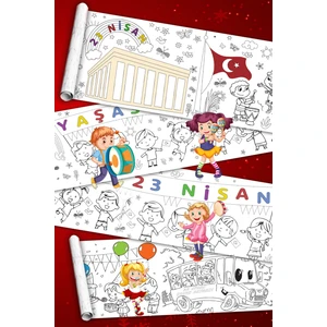 23 Nisan Çocuk Bayramı - Dev Boyama Kağıdı - Boyama Rulosu - Büyük Boy 5 Metre Uzunluk