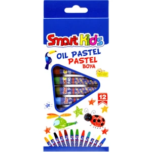 Smart Kids 12 Renkli Pastel Boya - Canlı ve Parlak Renkler, Uzun Süre Dayanıklı Beyaz Kapağı ile