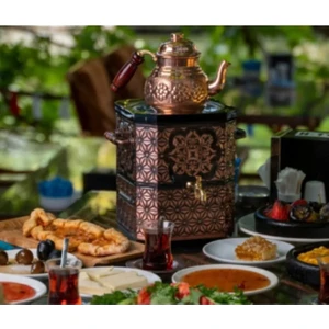 Nostaljik Jelli Bakır Çay Semaveri-DEMLİKSİZ