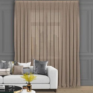 Düz Yüksek Kalite Keten Tül Perde Pilesiz Extraforlu Düz Dikim Krem