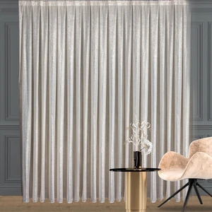 Düz Yüksek Kalite Simli Keten Tül Perde Pilesiz Extraforlu Düz Dikim Gold