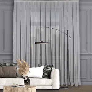 Düz Yüksek Kalite Keten Tül Perde Seyrek Pile (1'e 2 Pile) Dikim Beyaz