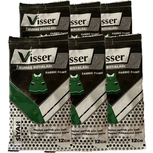 6 Adet Visser Toz Kumaş Boyası Siyah 12GR Kot Pantolon Gömlek T-Shirt Boyama