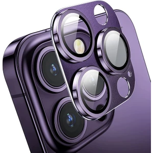 Case 4U Apple iPhone 14 Pro / 14 Pro Max Kamera Lens Koruyucu Metal Çerçeveli CL-03 Mor