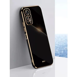 Case 4U Xiaomi Redmi Note 11 Pro 5g Kılıf Kamera Korumalı Parlak Gold Kenarlı Yumuşak Silikon Kapak Bark Siyah