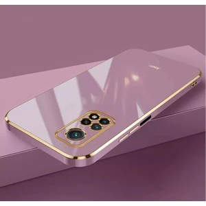 Case 4U Xiaomi Redmi Note 11 Pro 5g Kılıf Kamera Korumalı Parlak Gold Kenarlı Yumuşak Silikon Kapak Bark Mor