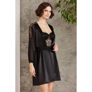 Pierre Cardin 6005 Kadın Saten Dantelli 6'lı Çeyiz Seti-Siyah