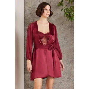 Pierre Cardin 6005 Kadın Saten Dantelli 6'lı Çeyiz Seti-Bordo