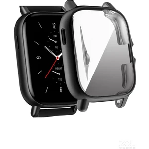 Case Street Amazfit Gts 2 Kordon Önü Kapalı Renkli Silikon Siyah