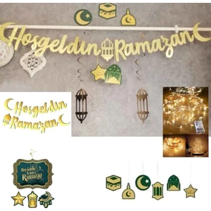 Hayaller Dükkanı  Ramazan Süsleri 6'lı Tavan Sarkıt Süs, Hoşgeldin Ramazan, LED ve 11 Ayın