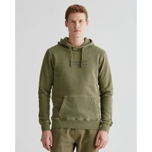 Erkek Yeşil Regular Fit Kapüşonlu Logolu Sweatshirt 2523112T.301