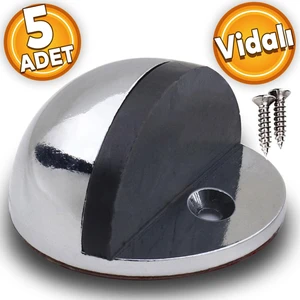 Yarımay Kapı Stoperi Tamponu Vidalı Metal Kapı Stopu Durdurucu Tutucu Krom ( 5 Adet )