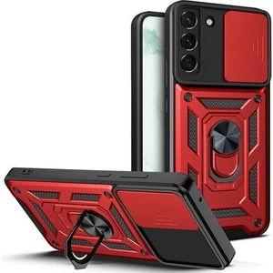 Case 4U S23 Uyumlu Kılıf Kamera Korumalı Sürgülü Yüzüklü Armor Military Tank Kırmızı