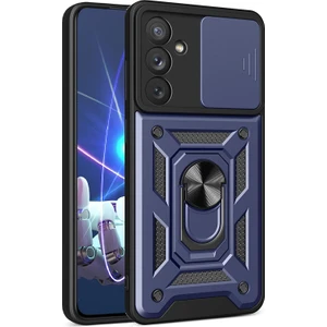Case 4U Samsung Galaxy A54 Uyumlu Kılıf Kamera Korumalı Sürgülü Yüzüklü Armor Military Tank Lacivert