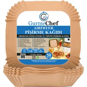 Gurme Chef Airfryer Pişirme Kağıdı Kare XXL 120 Adet, Philips Xiaomi Tefal ve Tüm Modeller ile Uyumlu Büyük Boy Taban Çap 20 cm