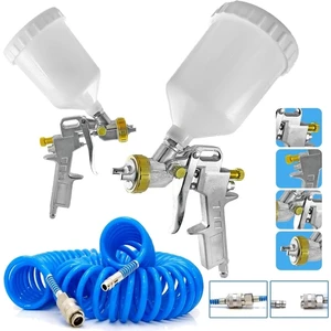 Kompresör Üstten Depo 1.8 mm Boya Tabancası Spiral Hava Hortumu 15 mt Hava Jakı Hava Tabancası